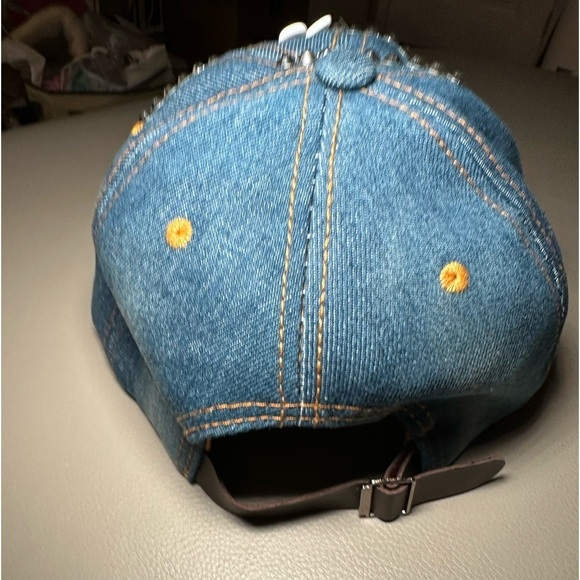 BRAND NEW GORGEOUS BLING Distressed Denim Adjustable  Baseball Hat - Picture 6 of 7